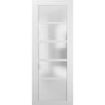 thumbnail image 1 of Lite Slab Barn Door Panel 24 x 84 | Quadro 4002 White Silk with Frosted Opaque Glass | Sturdy Finished Wooden Modern Doors | Pocket Closet Sliding, 1 of 6