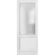 Lite Slab Barn Door Panel 30 x 80 | Lucia 22 Matte White with Frosted Opaque Glass | Sturdy Finished Wooden Modern Doors | Pocket Closet Sliding
