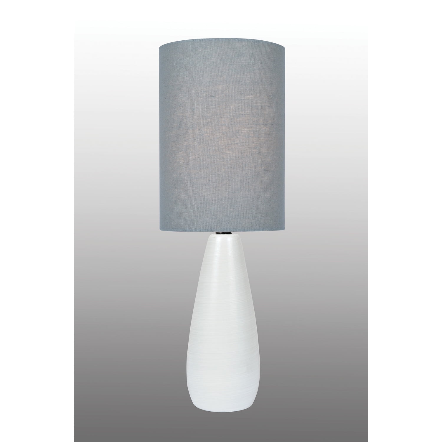 Quatro 17" White Ceramic Table Lamp with Gray Shade