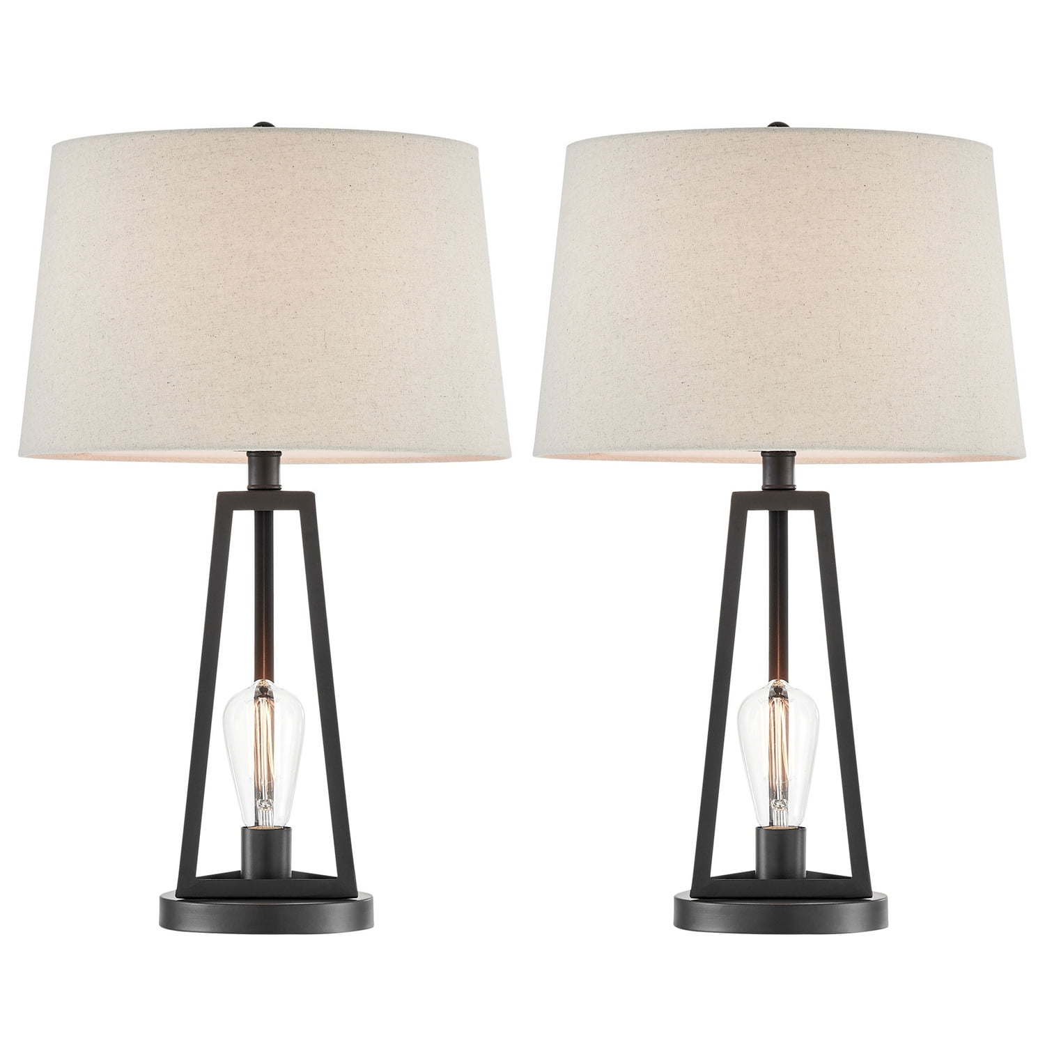 Galini Black Metal 24.5" Table Lamp Set with Night Light