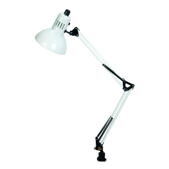 Lite Source LS-105WHT Desk Lamp with White Metal Shades, White Finish