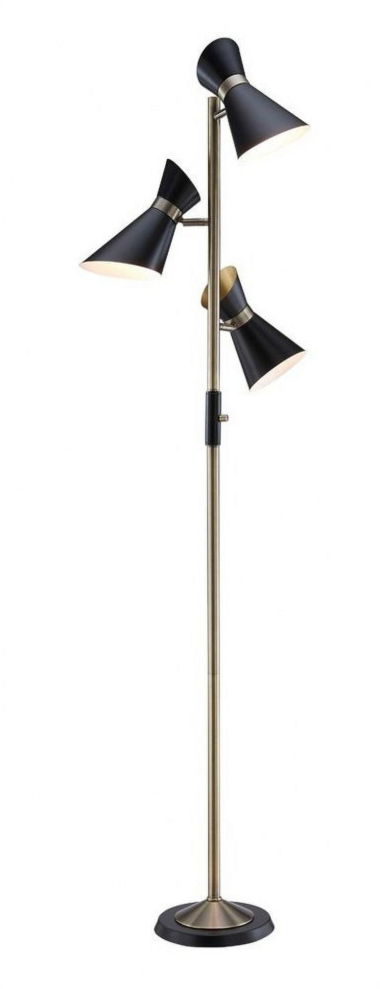 Jared 70" Black and Brass Adjustable 3-Light Floor Lamp