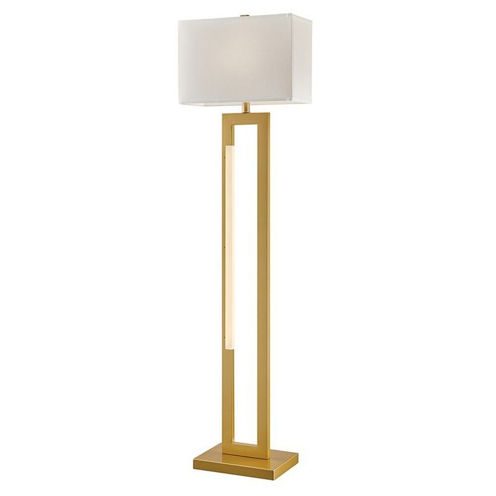 Darrello 61" Tall Gold Metal LED Floor Lamp with White Shade
