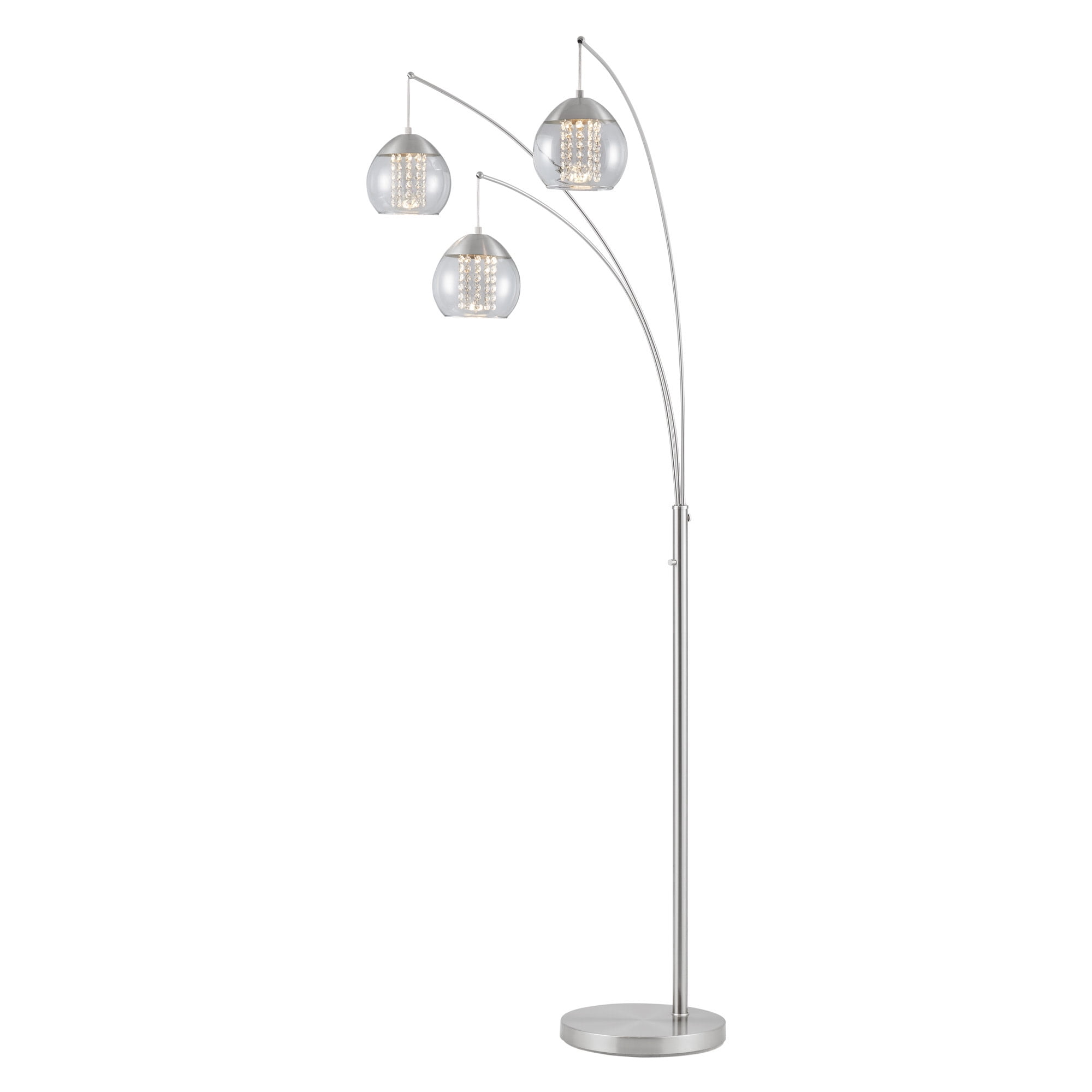 Ladessa 89" Brushed Nickel Arc Floor Lamp with Glass Shades