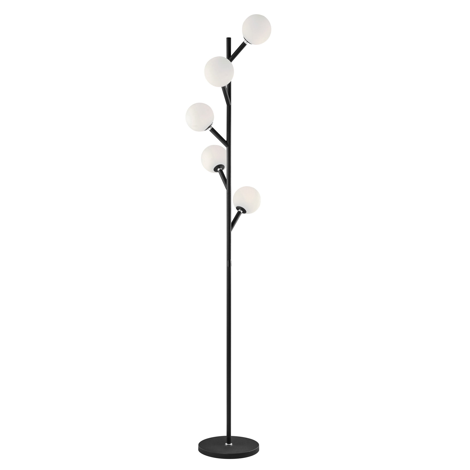 Black Multi-Head LED Floor Lamp with Frosted Glass Shades