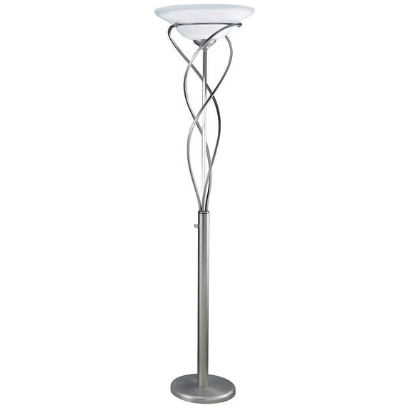 Lite Source Majesty Torchiere Lamp in Satin Steel/Cloud Color