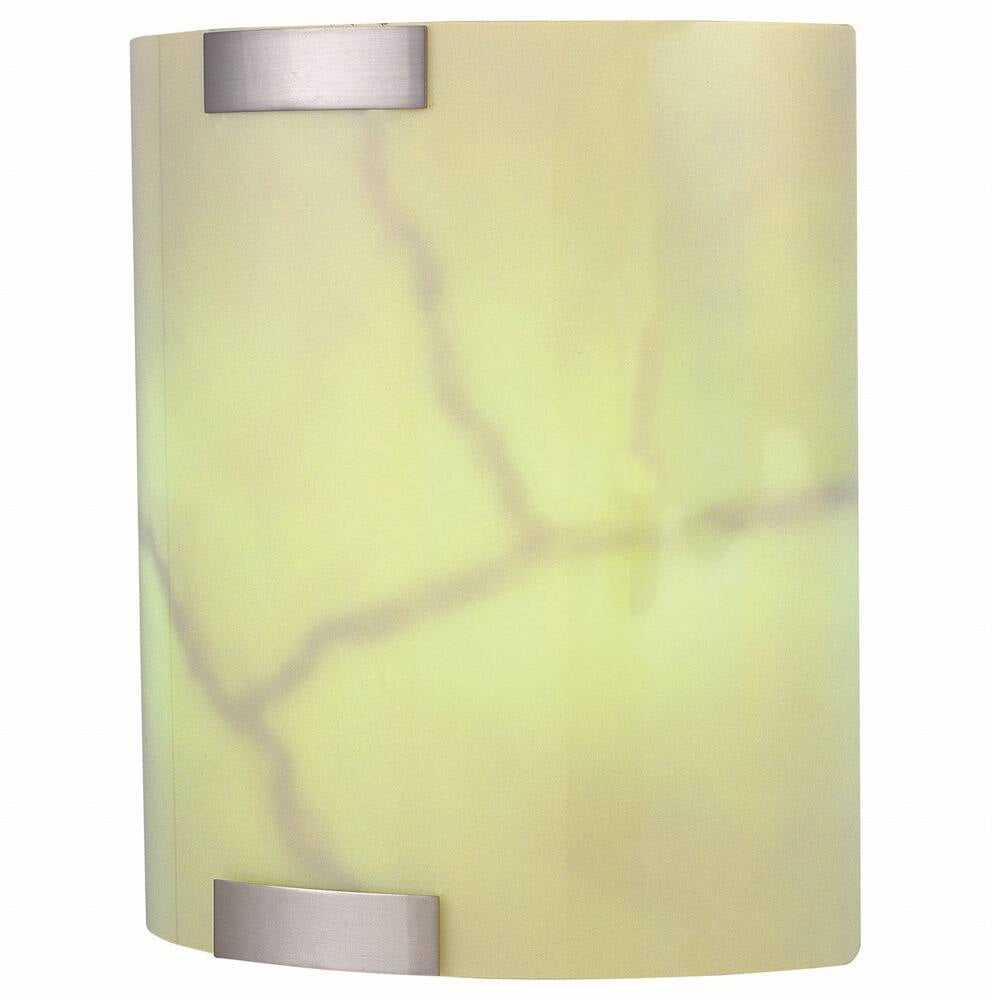 Nimbus Polished Steel Wall Sconce with Faux Alabaster Shade