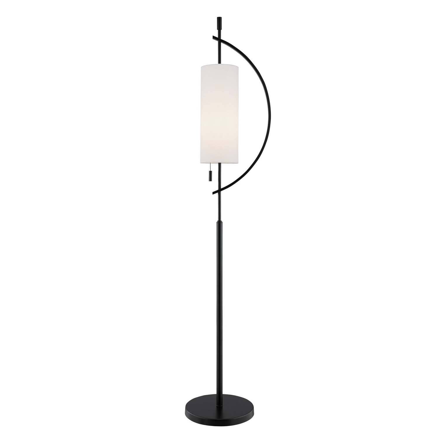 Renessa Black Metal Arc Floor Lamp with White Shade