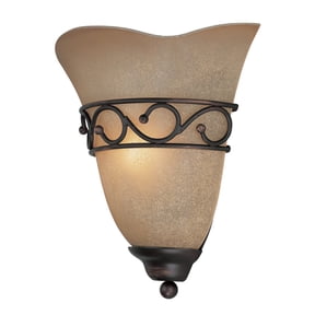 Open Box Lite Source Rosina 1 Light Wall Sconce, Bronze, L.Amber Glass Shade - LS-16885