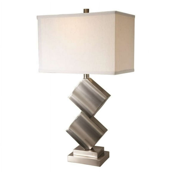 Lite Source Table Lamp, Polished Silver, Off-White Fabric Shade - LS-21929PS-WHT