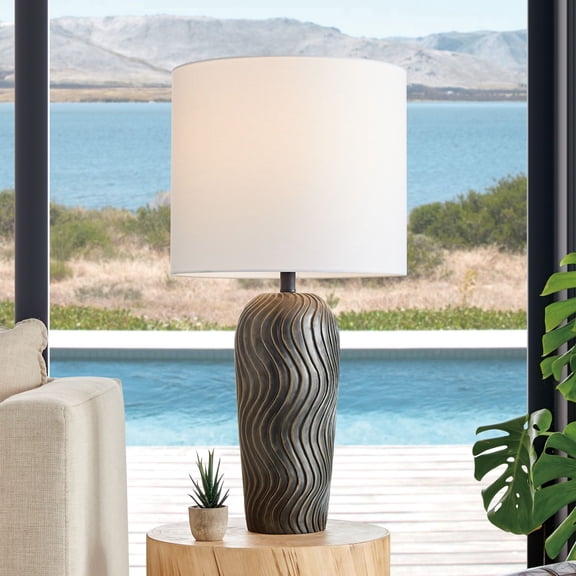 Lite Source Tyrion 29" Black Concrete LED Outdoor Table Lamp