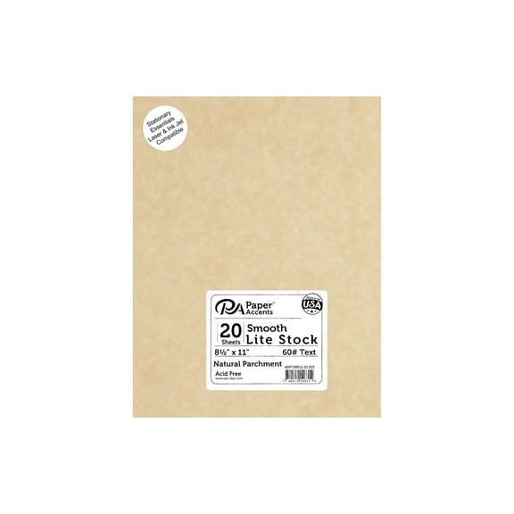 Lite Stock 8.5x11 60lb Text 20pc Parchment Natural