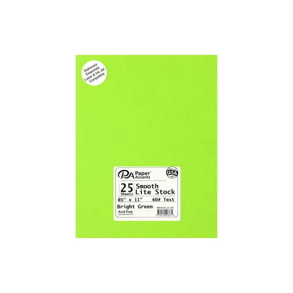 Lite Stock 8.5x11 60lb Text 25pc Bright Green