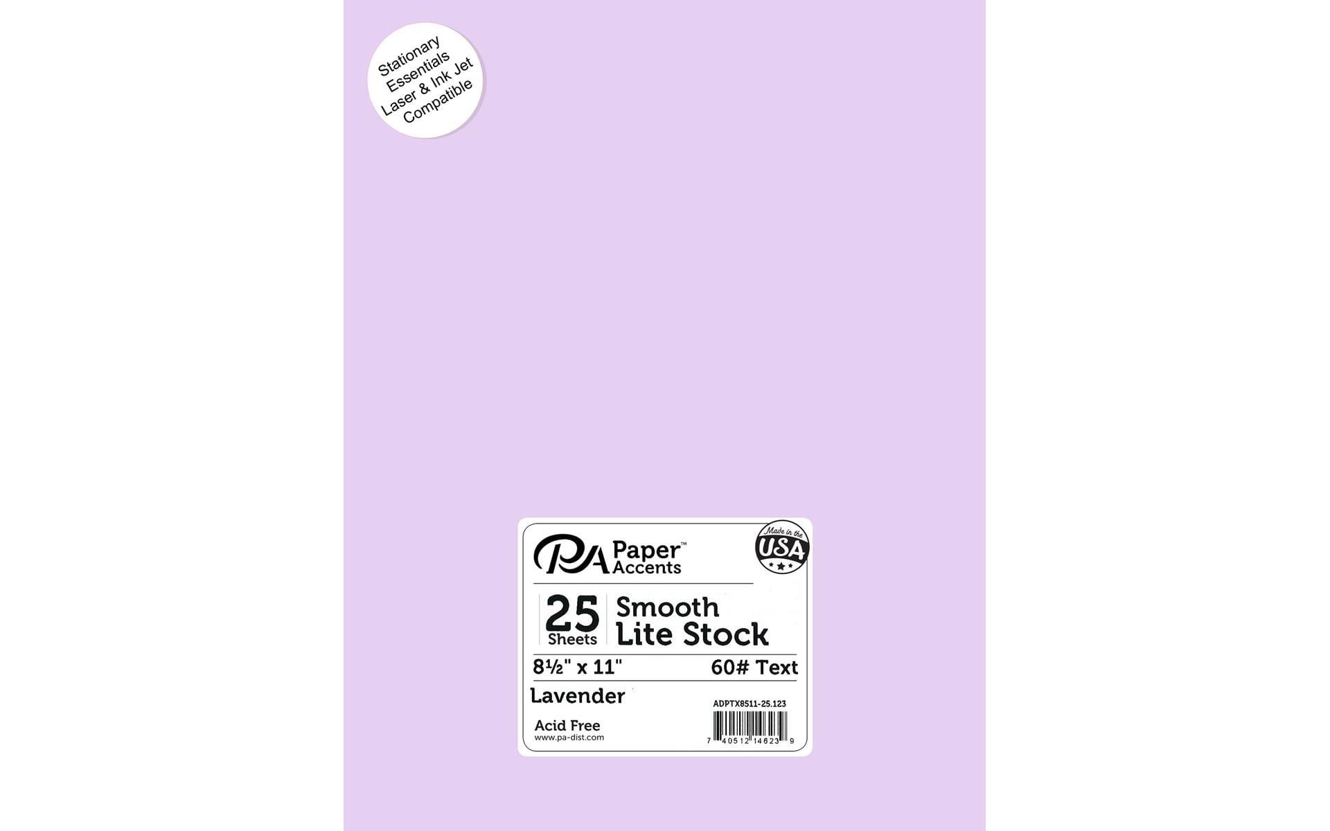 Accent Design Paper Accents Lite Stock 8.5x11 60lb, 25pc, Lavender, Colored Cardstock Paper For Card Making, Scrapbooking, Printing, Quilling and Crafts
