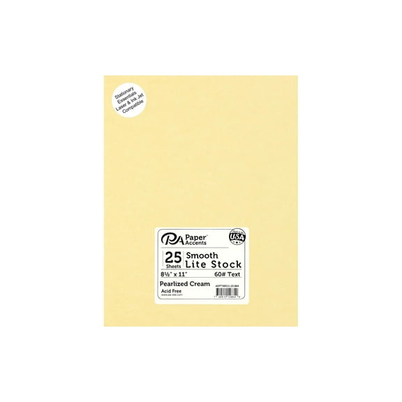 Lite Stock 8.5x11 60lb Text 25pc Pearlized Cream