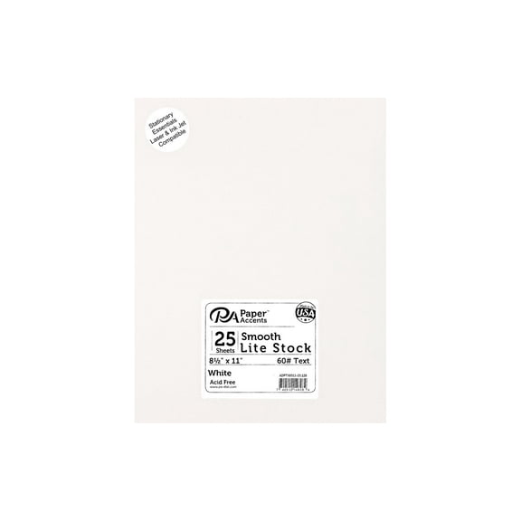 Lite Stock 8.5x11 60lb Text 25pc White