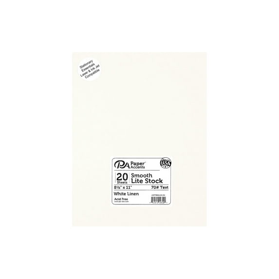 Lite Stock 8.5x11 70lb Text 20pc Linen White