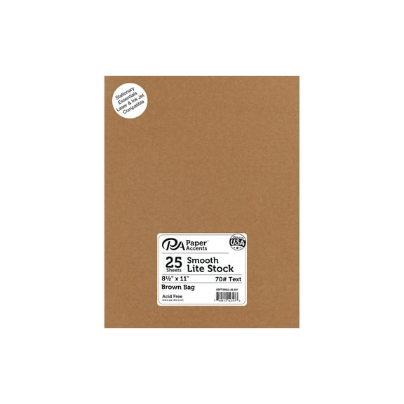 Lite Stock 8.5x11 70lb Text 25pc Rec Brown Bag