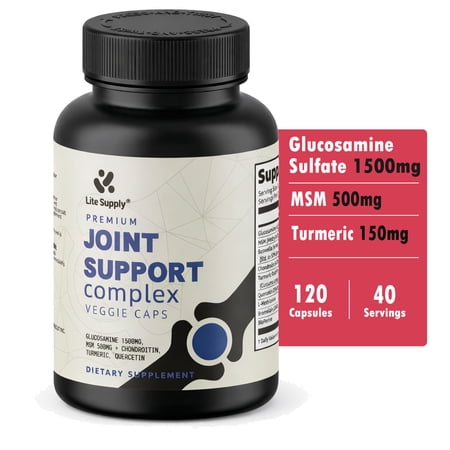 Lite Supply Glucosamine Chondroitin MSM and Turmeric Supplement - Joint Support Supplement with Boswellia & Glucosamine Sulfate 1500 mg, Joint Health Supplement for Women & Men 120 Capsules