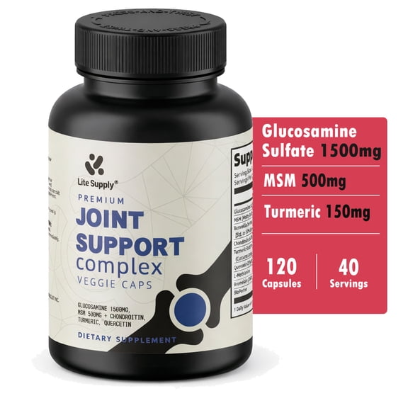 Lite Supply Glucosamine Chondroitin MSM and Turmeric Supplement - Joint Support Supplement with Boswellia & Glucosamine Sulfate 1500 mg, Joint Health Supplement for Women & Men 120 Capsules