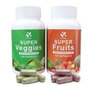 Lite Supply Fruits and Veggies Supplement 240 Caps - 120 Fruit and 120 Veggie Capsules - Whole Food & 100% Vegan, Non-GMO