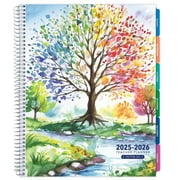 Aug 2025-Jul 2026 Lite Teacher Lesson Planner Notebook 8.5x11 Daily Weekly Monthly Organizers - Includes 7 Periods, Dated Calendar, Page Tabs, Bookmark, and Planning Stickers (Tree Seasons)