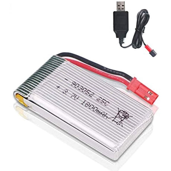 LiteBee 3.7V 1800mAh Lipo Battery 25C 1S JST Plug W/ USB Charger for RC Quadcopter Drone Replacement