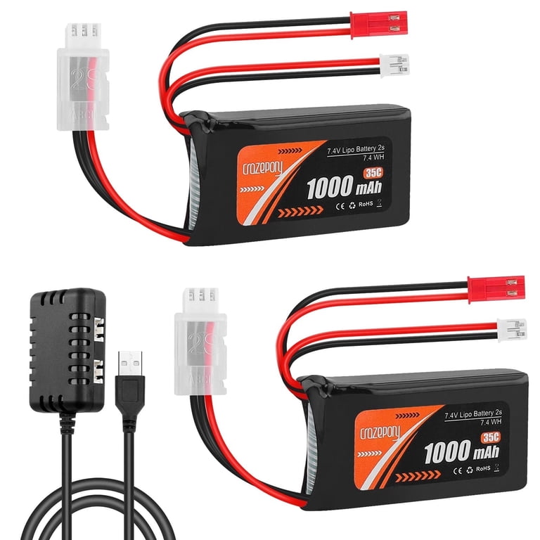 Chargeur 7,4 V pour pistolet à bille anti-éclaboussures, pistolet gel, Axial SCX24 RC voiture – Câble de batterie 2 en 1 2S Lipo