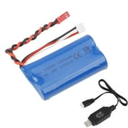 LiteBee 7.4V 2S Battery 1300mAh 15C JST Plug Connector w/USB Charger Battery for RC Car Off-Road Truck