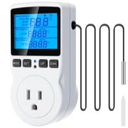 LiteBee Digital Thermostat Controller 110V, Reptile Temperature Timer Outlet Socket Plug Heat/Cool Sensor 15A Display