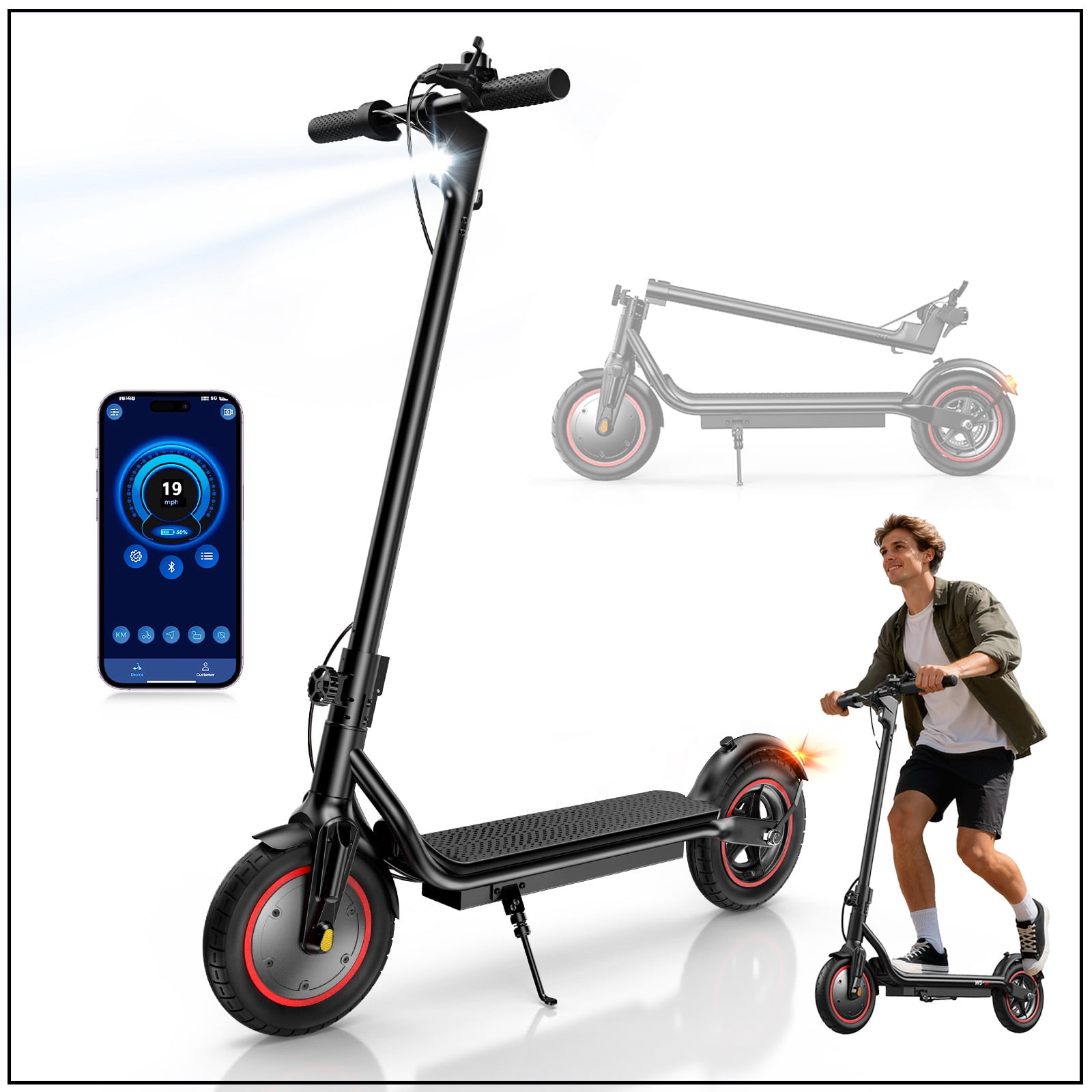 LiteFive LF5 350W Electric Scooter for Adults, 19mph & 21Miles Range, Folding Commuting E-Scooter