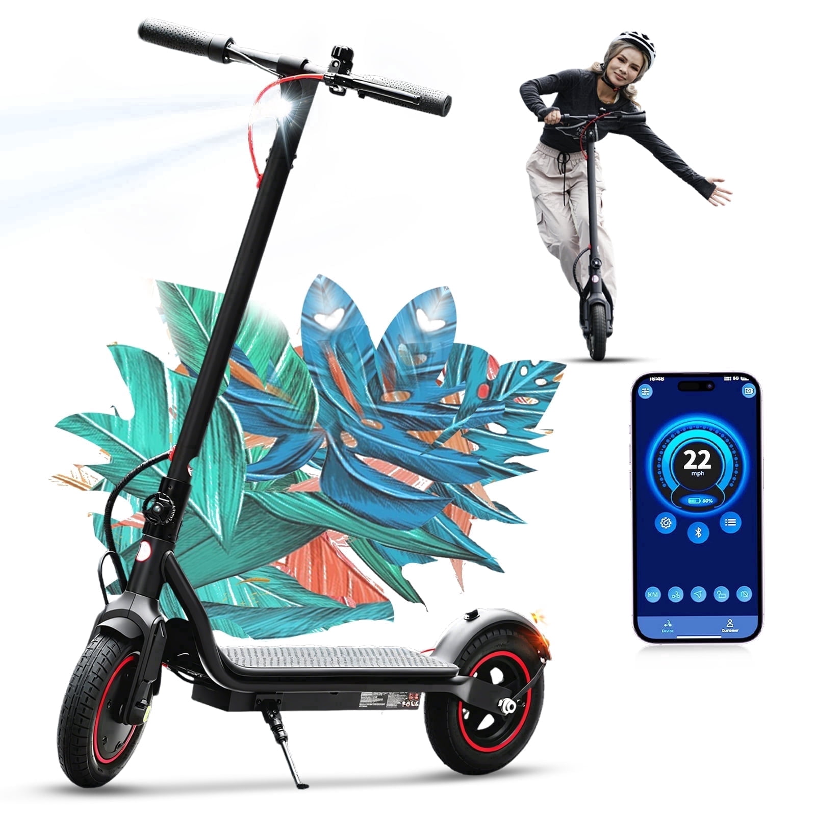 LiteFive LF6 Electric Scooter with 500W Motor, 10” Tires, 22mph & 23Miles Range, Folding Commuting E-Scooter for Adults with APP Control