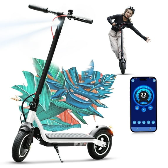 LiteFive LF6 Electric Scooter with 500W Motor, 10” Tires, 22mph & 23Miles Range, Folding Commuting E-Scooter for Adults with APP Control, White