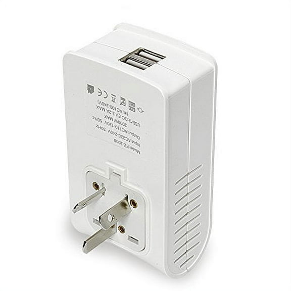 LiteFuze 2000W Travel Voltage Converter for Hair Dryer - Dual USB for Cell Phones, Charger, Australia, New Zealand Plug (FZ2000-I)