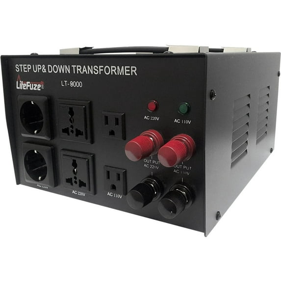 LiteFuze LT-8000 8000 Watt Heavy Duty Voltage Converter Transformer - Step Up/Down 110/120/220/240V