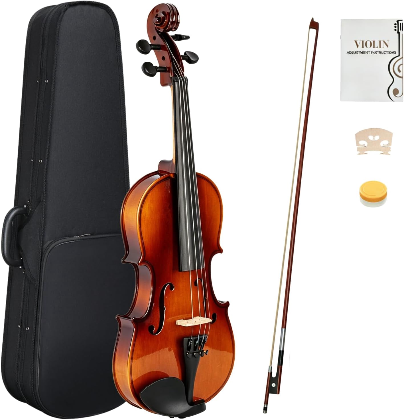 LiteHaven 1/2 Acoustic Violin Kit for Beginners | Fiddle for Students ...