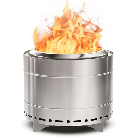 LiteHaven 19.5 inch Smokeless Fire Pit with Carry Bag, Stainless Steel Outdoor Smokeless Firepit, Wood Burning Fire Pits for Camping, Bonfire,Low Smoke Firepit for Outside Silver