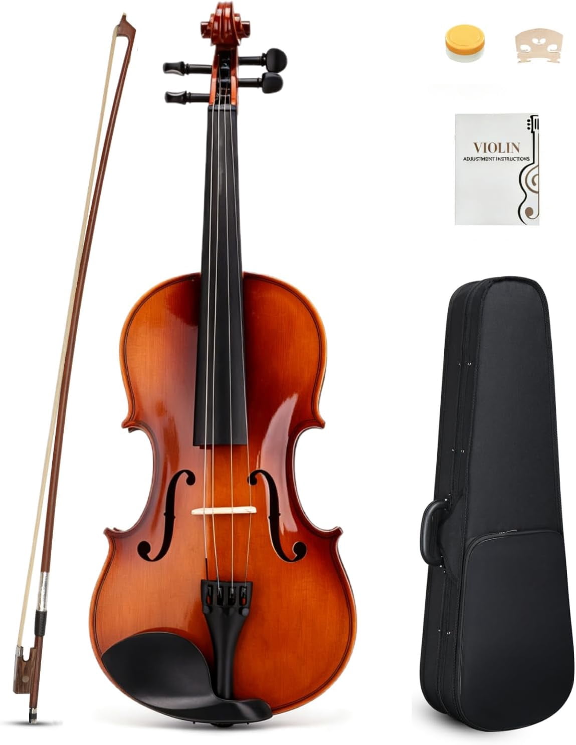 LiteHaven 3/4 Acoustic Violin Kit for Beginners | Fiddle for Students ...