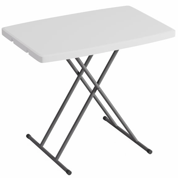 LiteHaven 30 Inch Folding Table, Utility Foldable Table for Small Spaces, Small Desk Adjustable Height TV Tray for Laptop, Couch, Camping, No Assembly Required, White