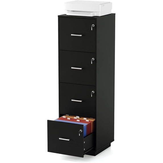 Verical Folder File LiteHaven 4 Drawer File Cabinet with Lock, Home Office Filing Organizer ...