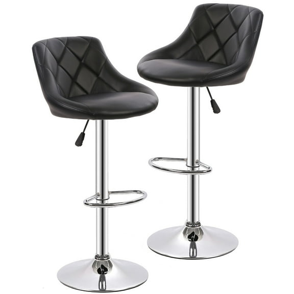 LiteHaven Bar Stools Set of 2 Bar Stools Swivel Stool Height Adjustable Bar Chairs with Back PU Leather Swivel Bar Stool Kitchen Counter Stools Dining Chairs Black