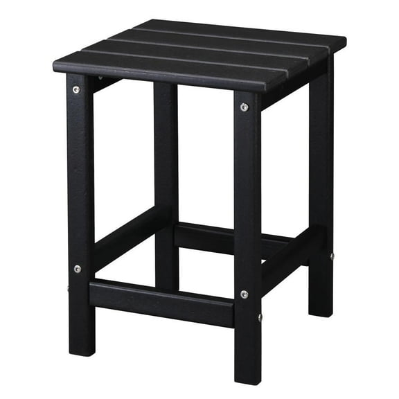 LiteHaven Beach Outdoor Side Table with 2 Layer Storage, Plastic Waterproof and UV Resistant HDPE Adirondack Coffee End Tables, All Weather for Patio, Backyard, Pool, Indoor Use,Black