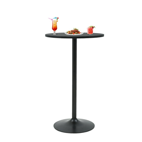 LiteHaven Bistro Pub Table 40 Inch Height Cocktail Table Round Bistro Bar Table for Home and Kitchen Dining  Black