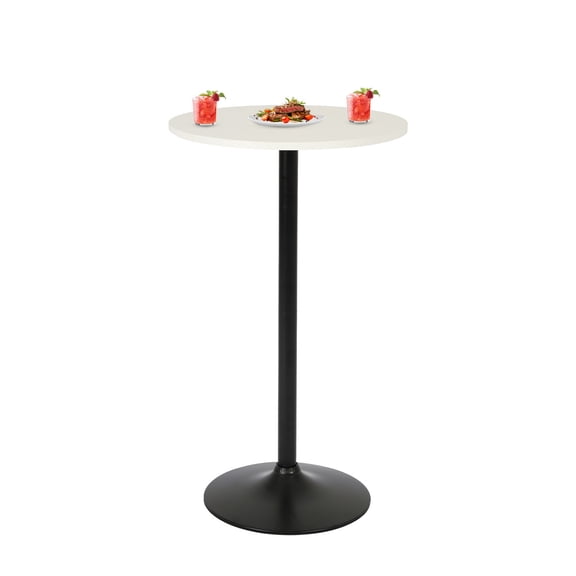 LiteHaven Bistro Pub Table 40 Inch Height Cocktail Table Round Bistro Bar Table for Home and Kitchen Dining White