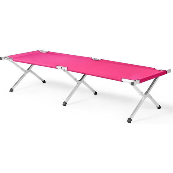LiteHaven Camp Bed, Portable Folding Camping Cot for Adults,Indoor Outdoor Portable Sleeping Cot for Hiking, Camping with Carrying Bag Army (Pink)