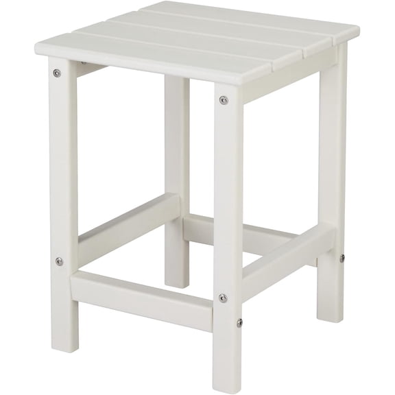 LiteHaven Outdoor Adirondack Square Side Table, Pool Composite Patio Table,HDPE End Tables for Backyard,Pool (White)