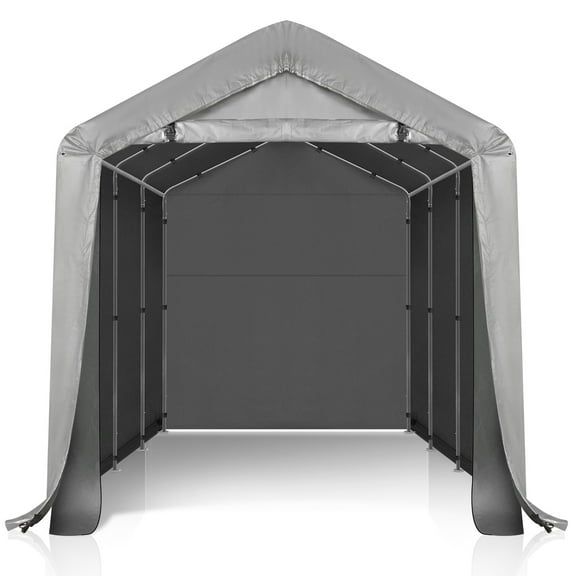 LiteHaven Outdoor Portable Storage Shed Tent, 8x12 ft Waterproof Carport with Roll-Up Zipper Door and Durable Galvanized Steel Frame, Ideal for Motorcycle, GTV, Bike, Wood Tool Lawn Mower Storage