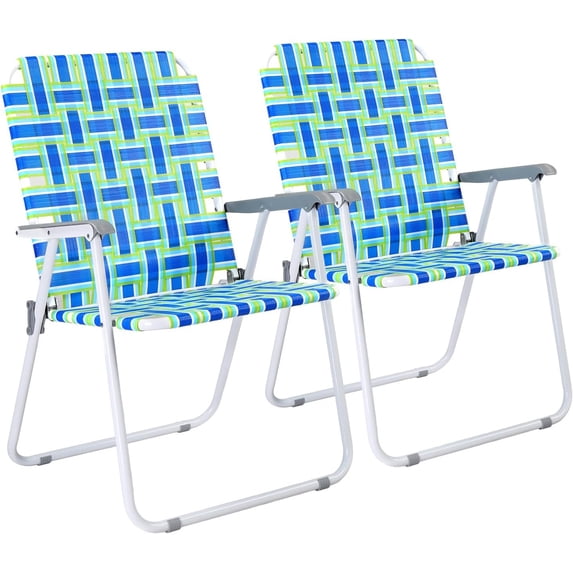 LiteHaven Oversize Patio Lawn Webbed Folding Chairs Set of 2, Outdoor ...