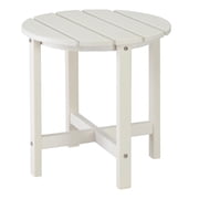 LiteHaven Round Outdoor Side Table, 18 Inch Weather Resistant HDPE Adirondack Table, Outdoor Indoor Chairside End Tables, Patio Side Table for Lawn Garden Balcony Backyard, Easy Assembly,White
