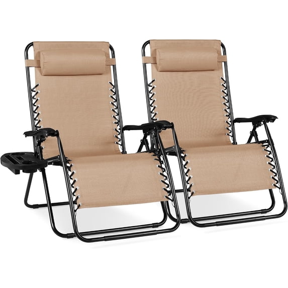 LiteHaven Set of 2 Extra Wide Zero Gravity Chair Recliner | Sand w ...